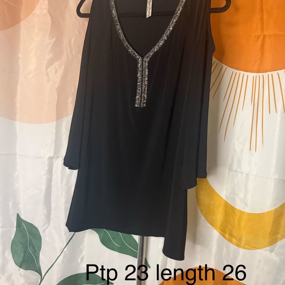 PerSeption Concept Black Cold Shoulder Blouse - image 6